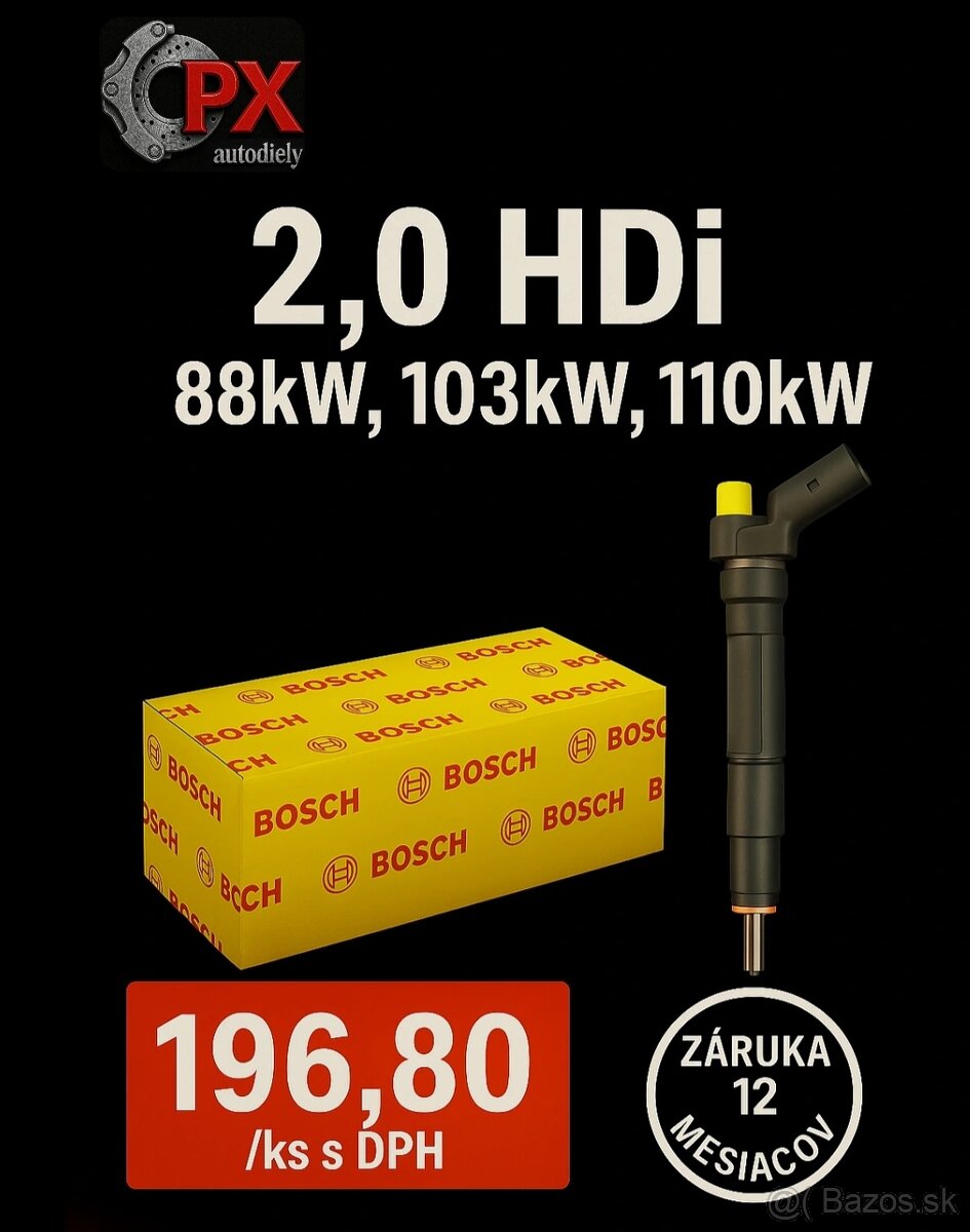 Repasované vstrekovače BOSCH - 2.0 HDi 88,103,110kw