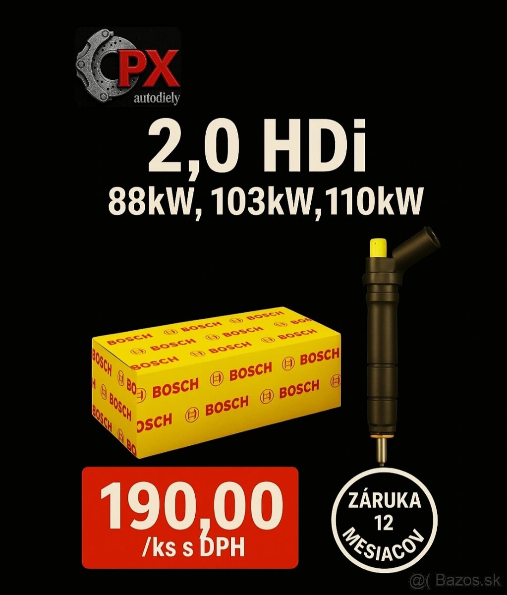 Repasované vstrekovače BOSCH - 2.0 HDi 88,103,110kw