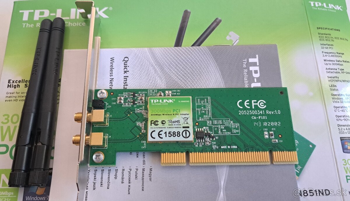 PCI Wi-Fi karta TP-LINK TL-WN851ND 300Mbps