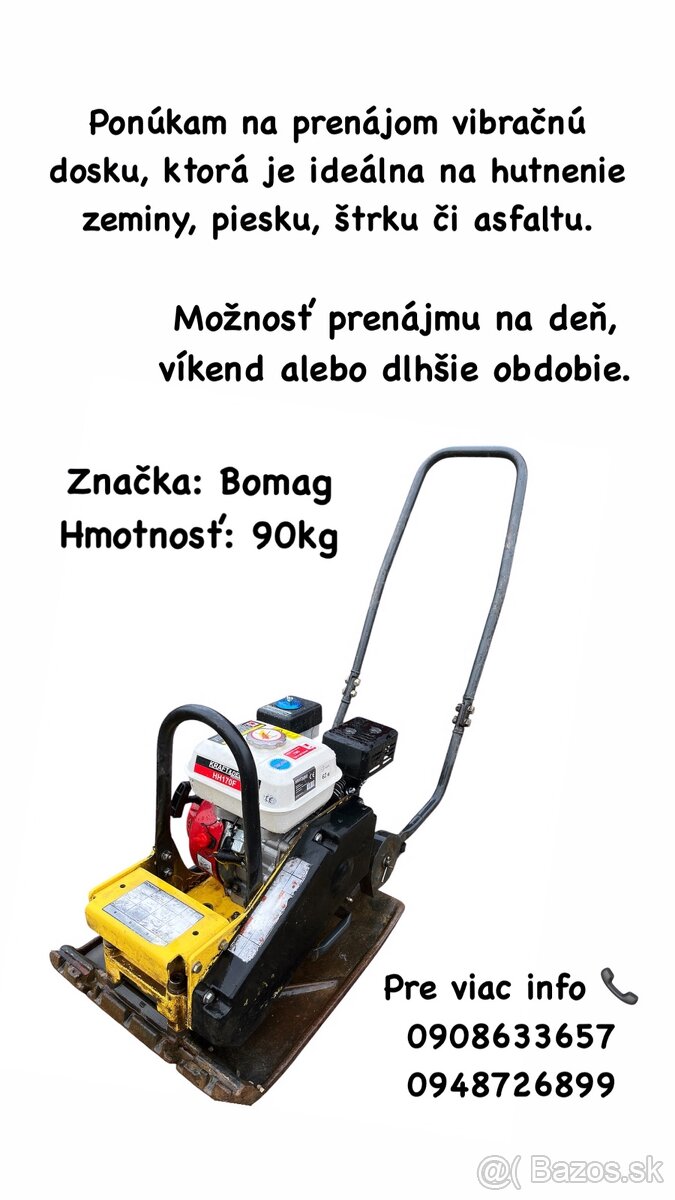 Vibračná doska (zaba) na prenájom
