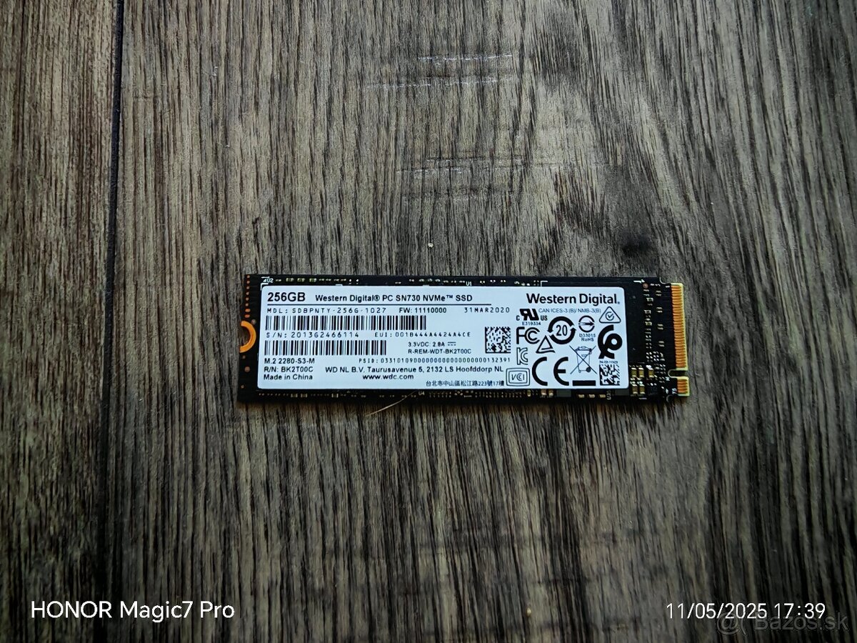 256GB NvMe SSD Western digital