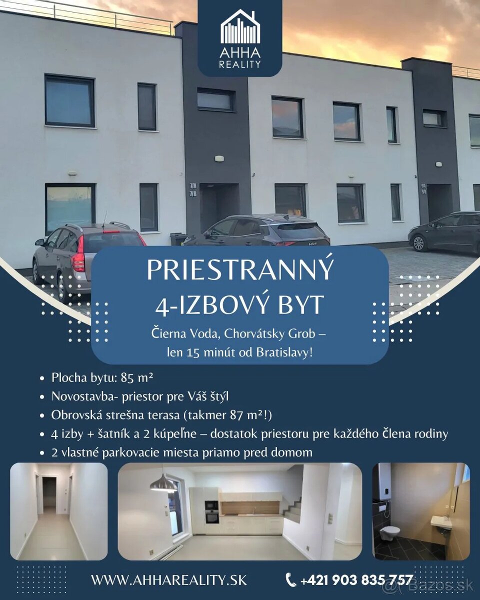 Štvorizbový byt na predaj- (Len 15 minút od Bratislavy)