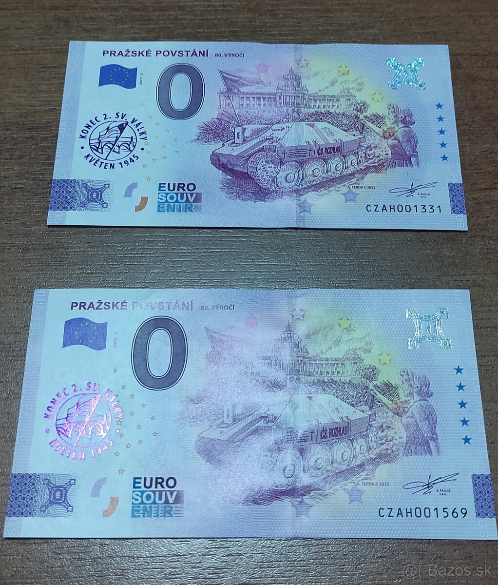 0 EUR Pražské povstání 2025 – 80. výročie s fialovou prítlač