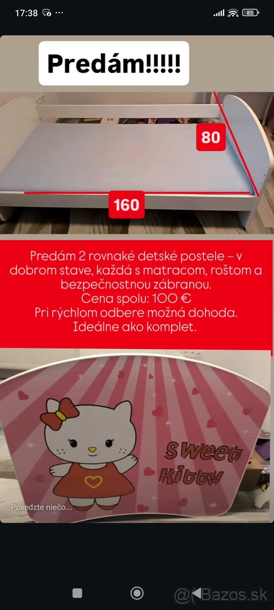 Predám 2x detské postele