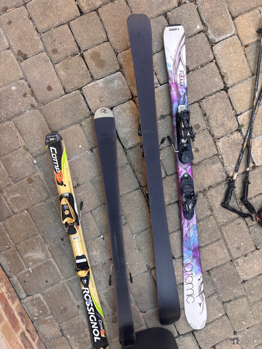 Lyže Atomic + Lyže Rossignol + 2 pary palíc