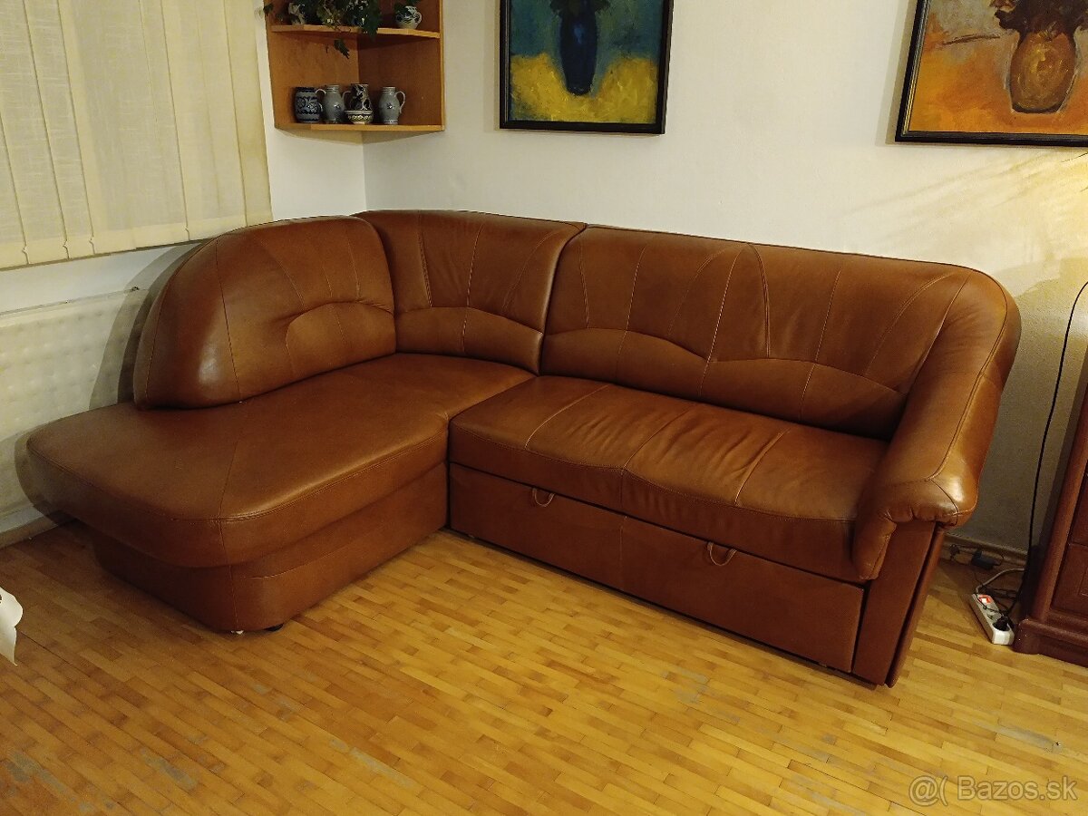 Rohová kožená sedacia súprava