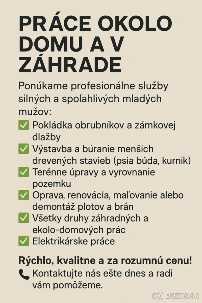 Práca okolo domu (Dunajska Streda a okolie)