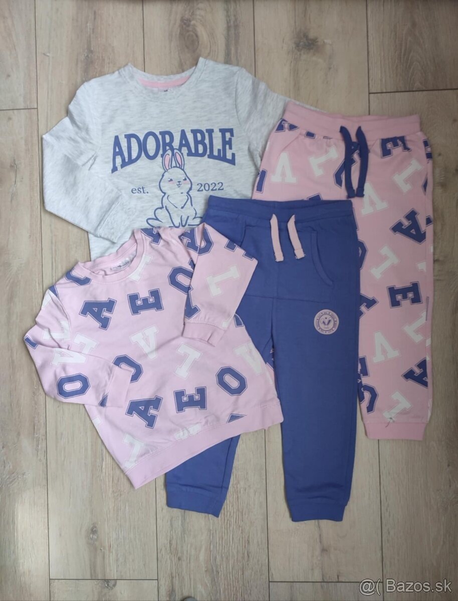 NOVÁ Tepláková súprava a tepláky s písmenkami, veľkosť 98