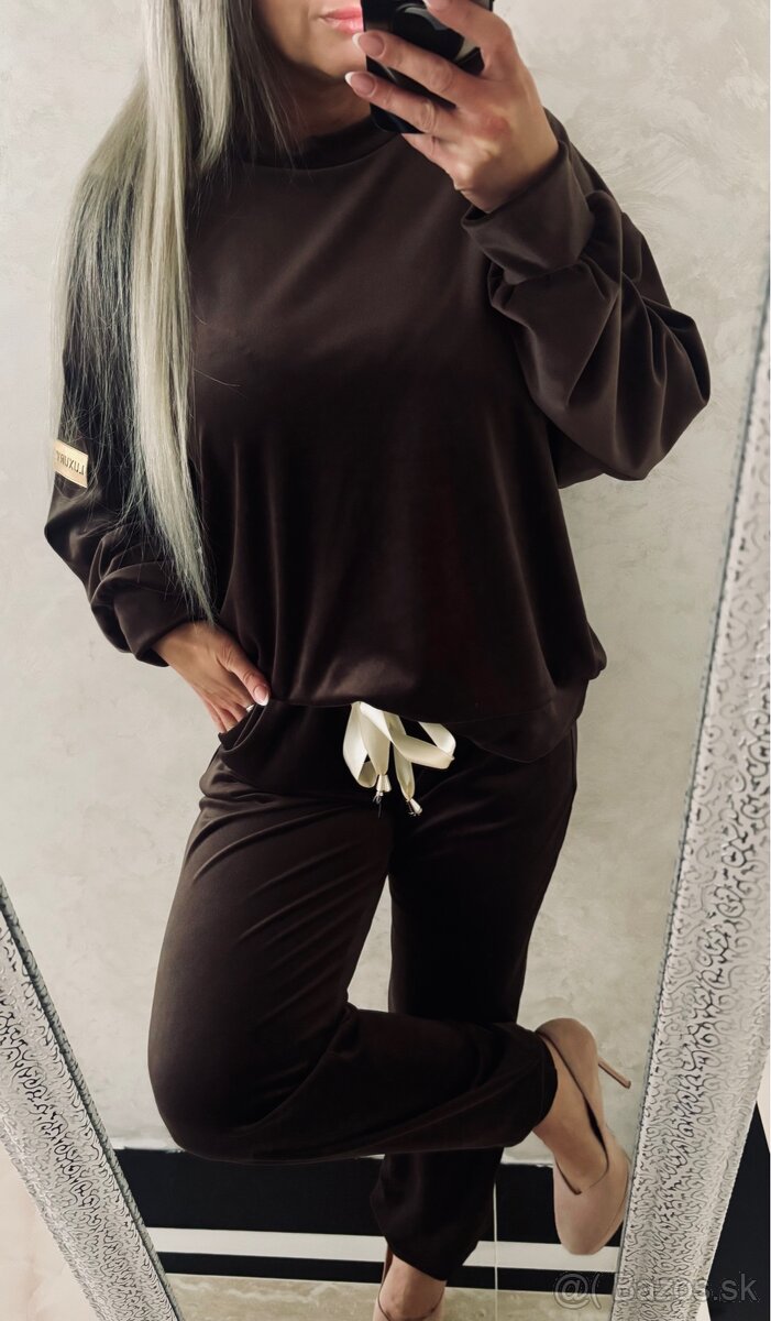 Damska talianska velurova suprava choco