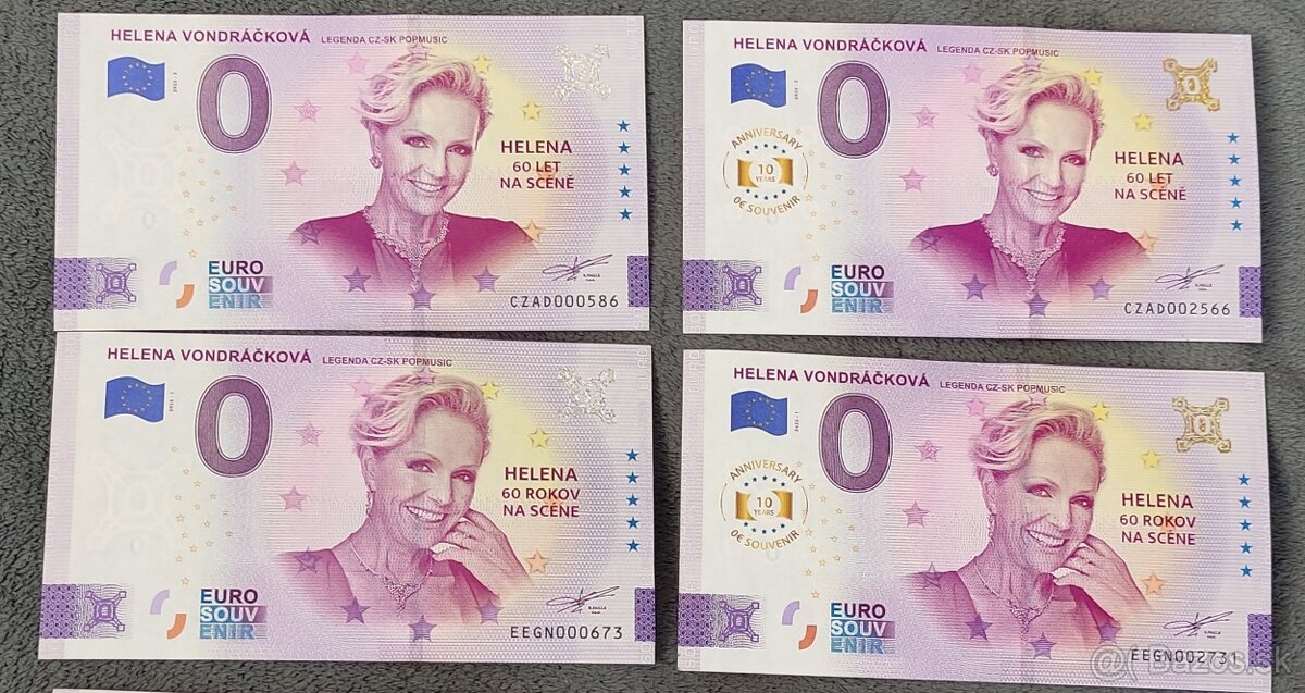 0 eur bankovky Vondráčková SK a CZ