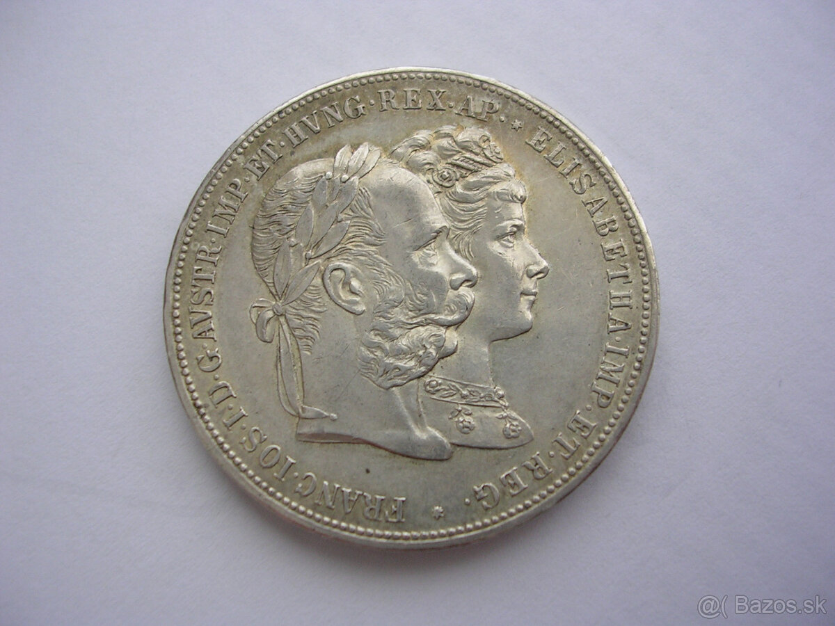2 zlatník 1879 svadobný FJI. Elisabeth Sissi