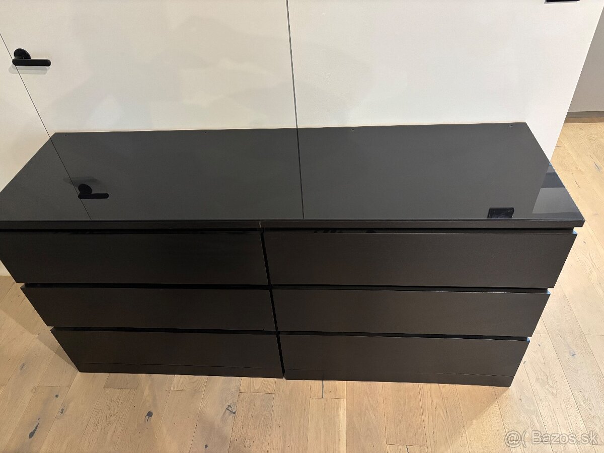 komoda malm ikea cierna 2ks sklo