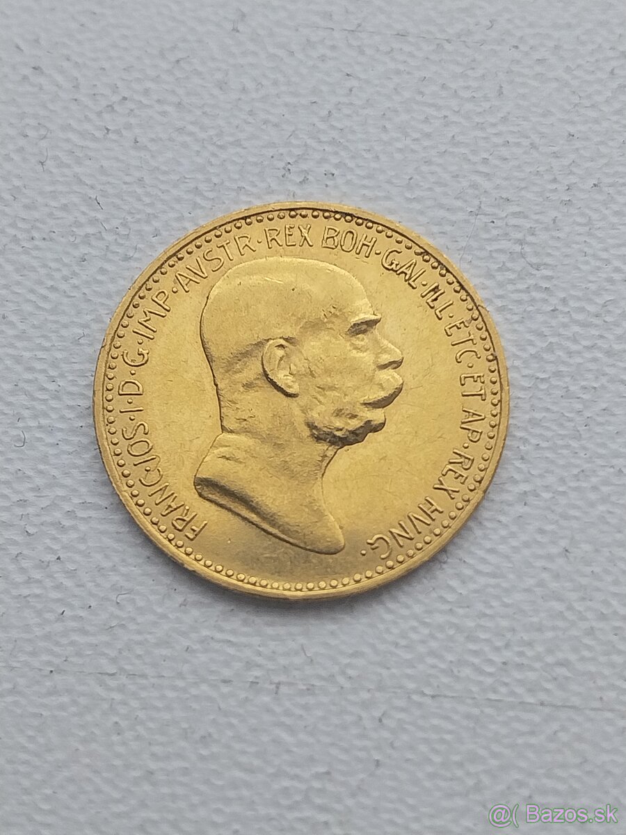 Mince zlata 10 koruna F.J 1908 - JUBILEJNA