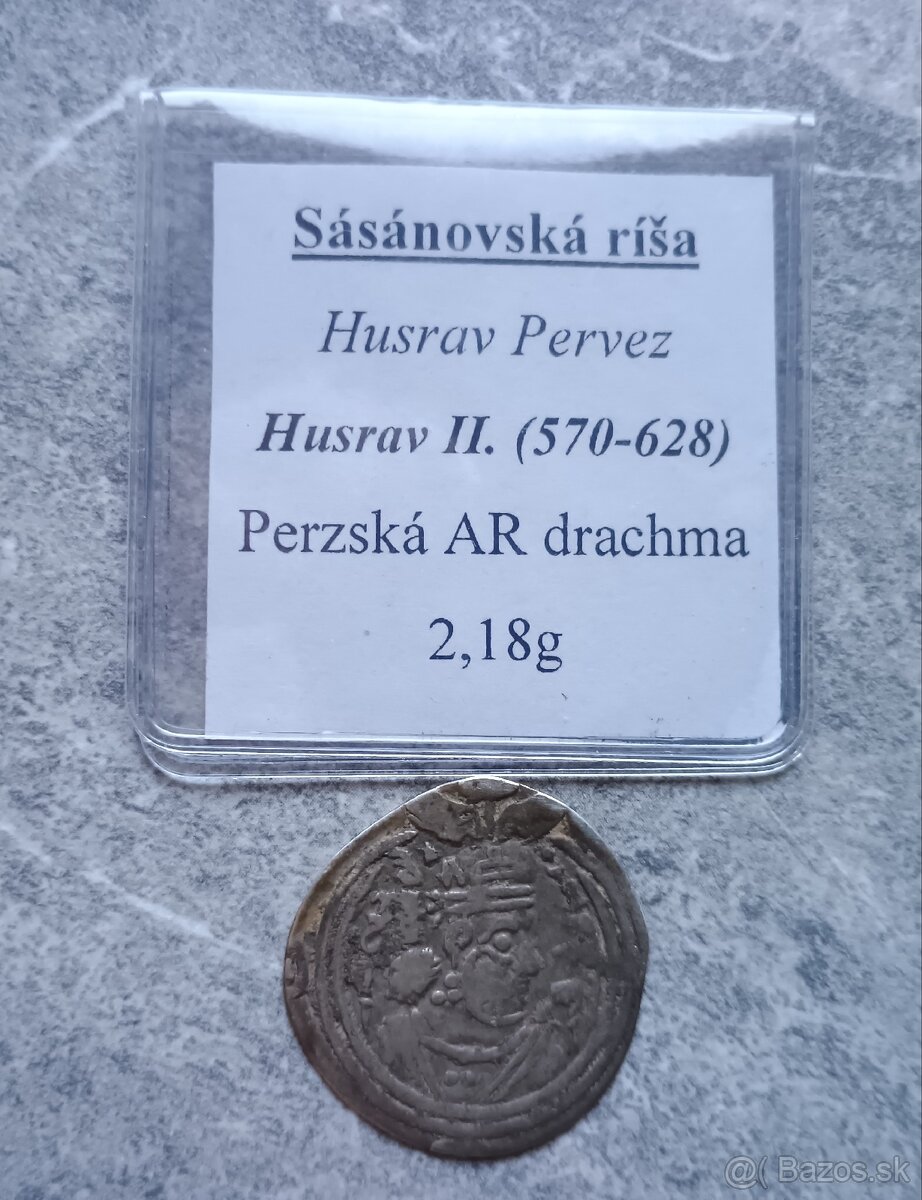 Strieborná minca perzská sásanovská 1/2 drachma