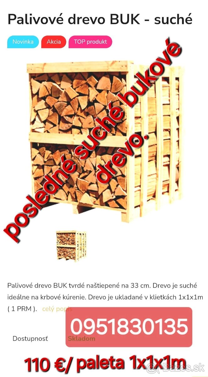 Suché palivové drevo bukové