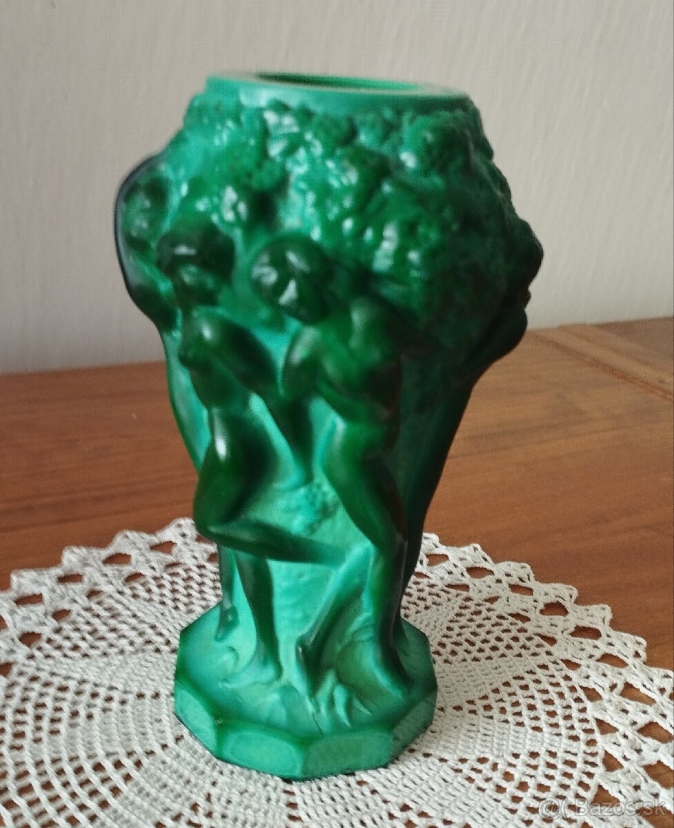Starožitná váza -Art Deco - malachit