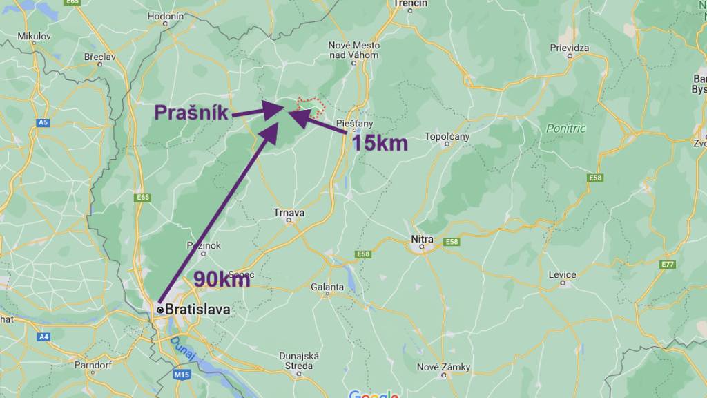 Orná pôda 2 x 6.000m2 v obci Prašník. okr. Piešťany