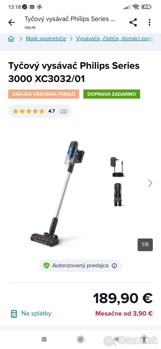 Tyčový vysávač Philips