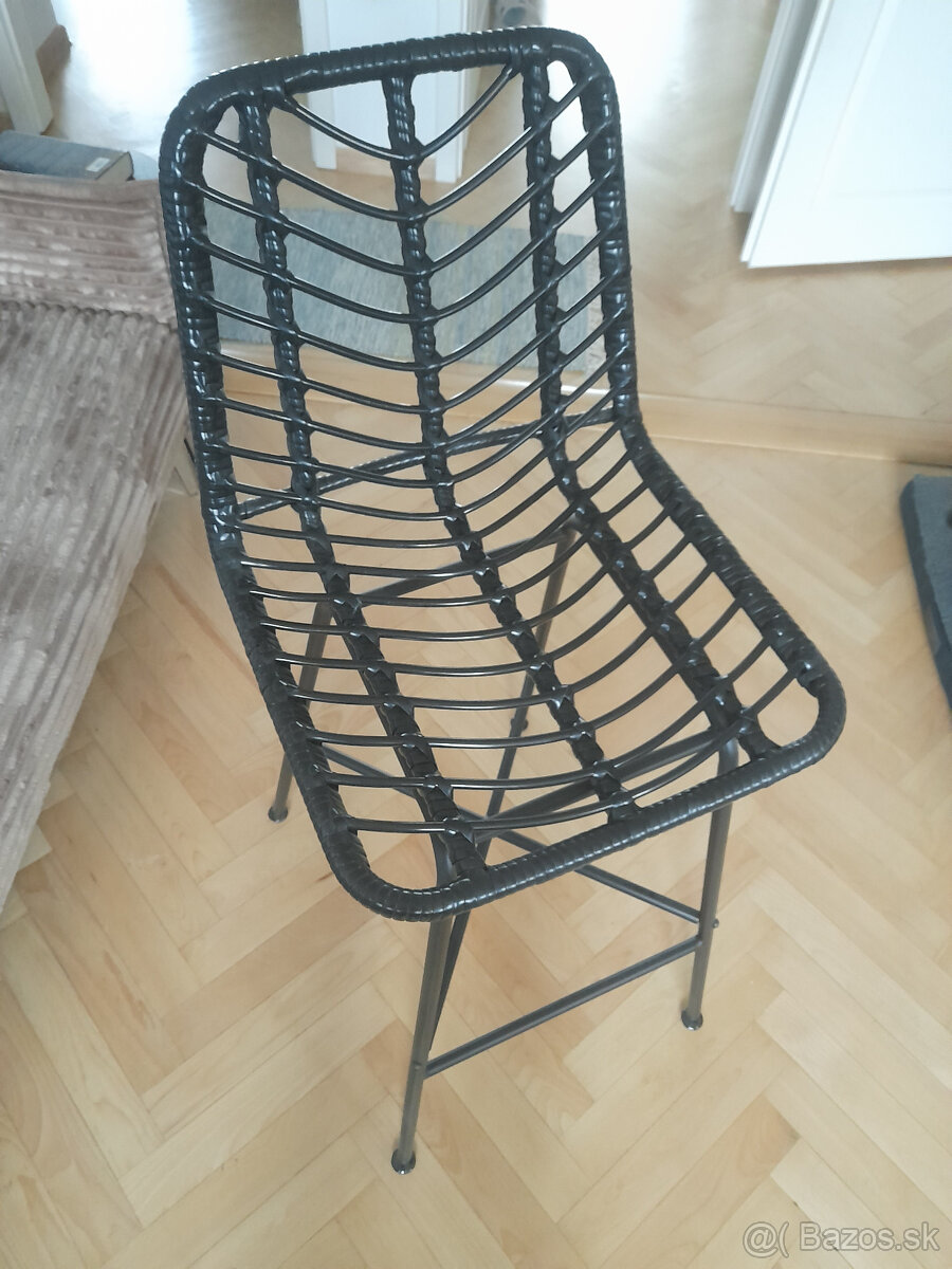 Barové stoličky 2x - Ratanové - Hoker Rattan H97 Black