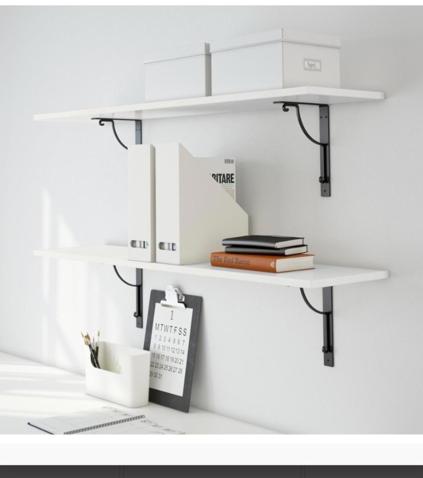 Drevena polica HEMNES+ 2ks kovová konzola IKEA TOP STAV