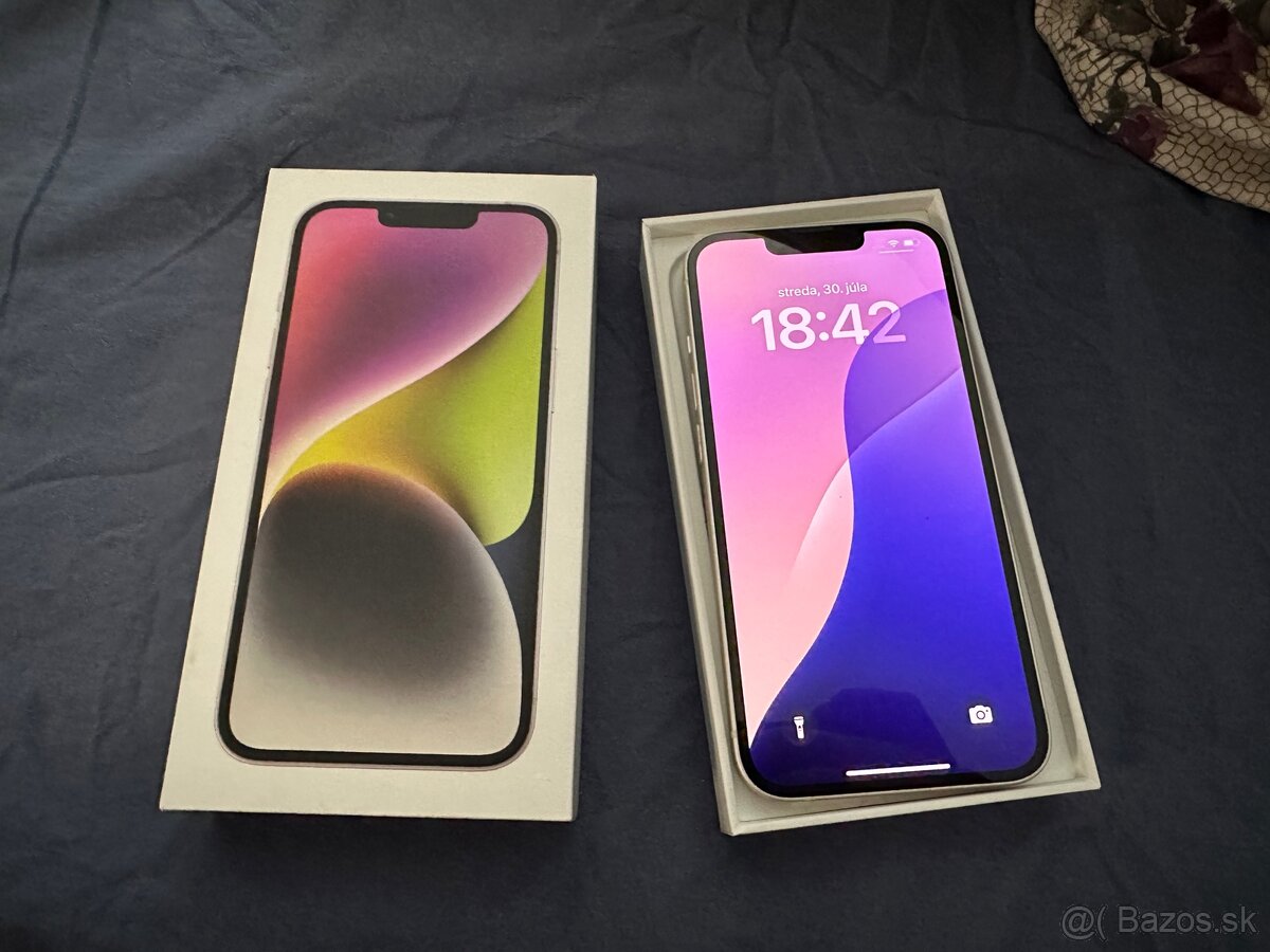 ✅ ako Nový iPhone 14 White 100% Zdravie Batérie TOP STAV