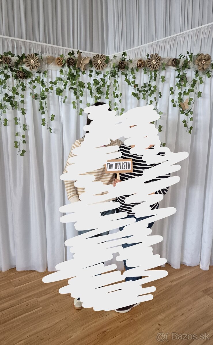 SVADBA/OSLAVA fotostena z juty a brečtanu