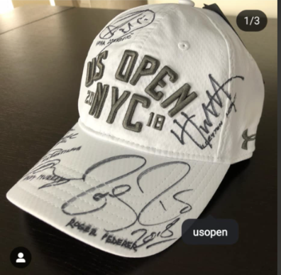 US Open 2018 signed cap Federer, Djokovic, Murray