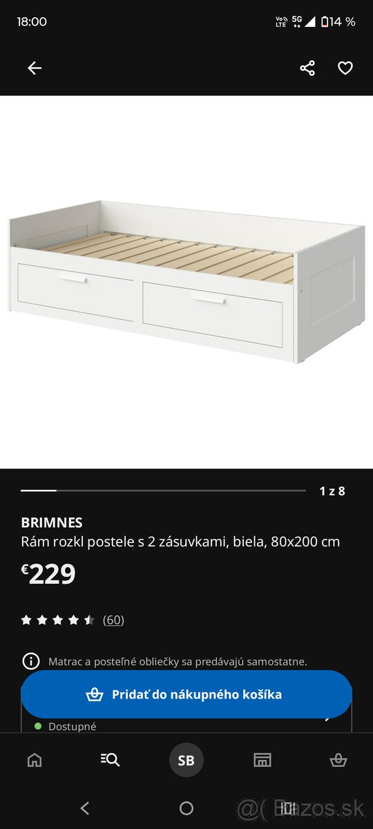 Rozkladacia posteľ BRIMNES IKEA