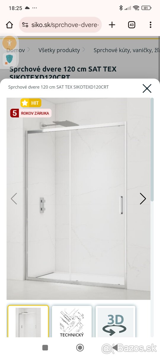 Sprchové dvere 120