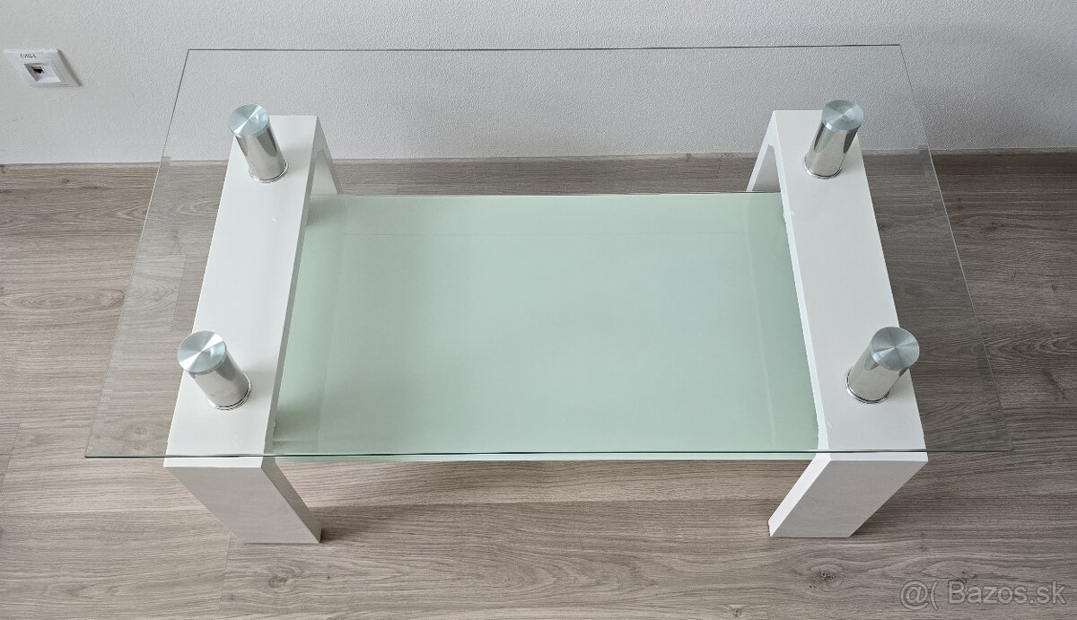 konferenčný stolík - bielo sklenený