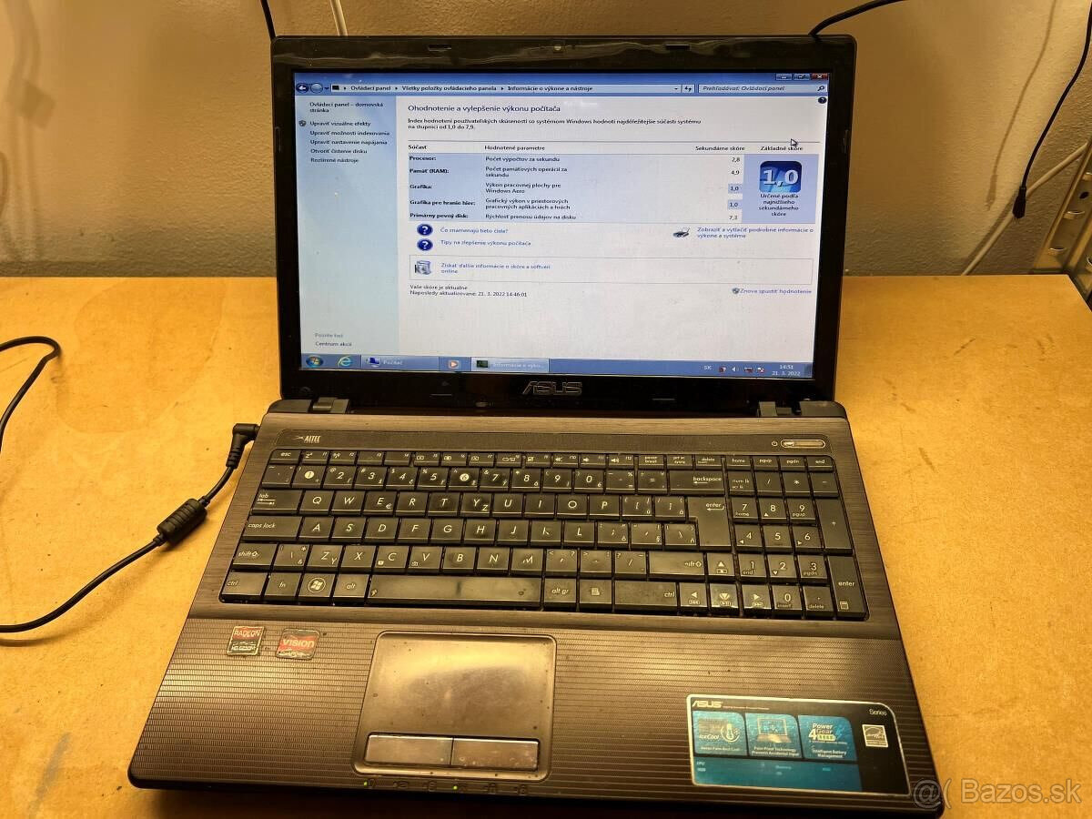 Predám funkčnú použitú matičnú dosku do notebooku Asus K53U