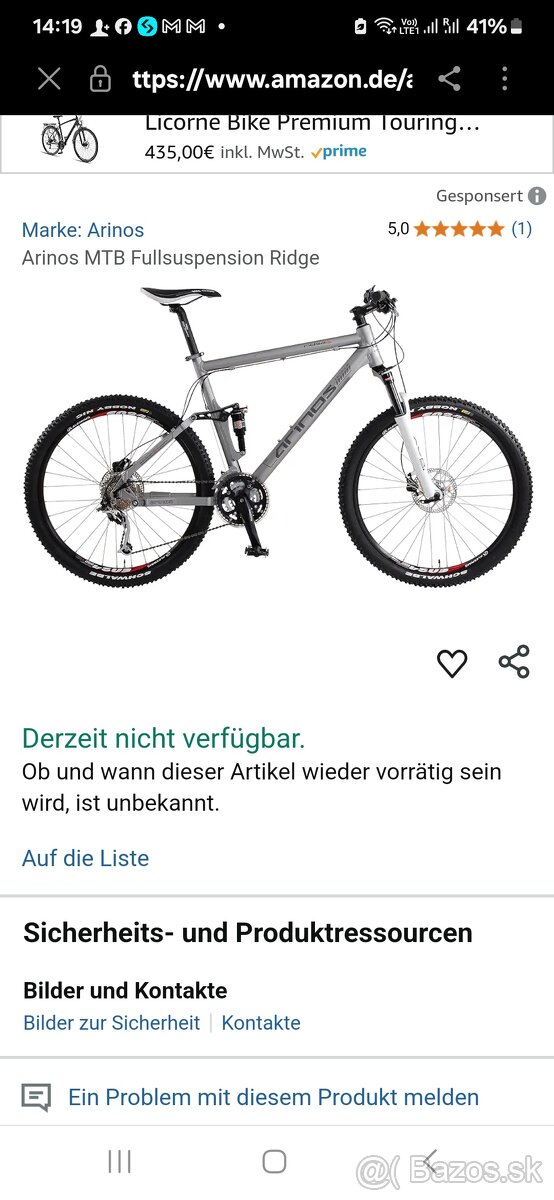 Odpruzeny horský bicykel