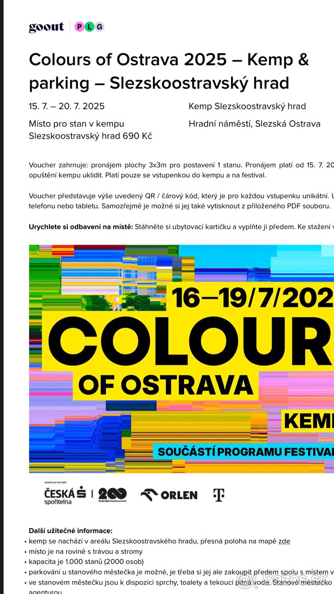 Vstupenky do kampu Colours of Ostrava