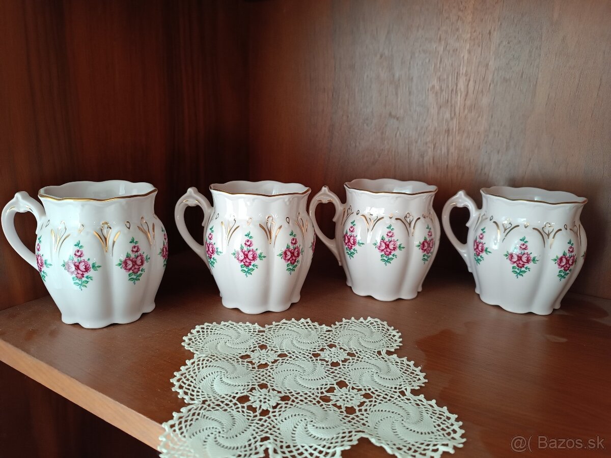 Ruzovy porcelan pohare