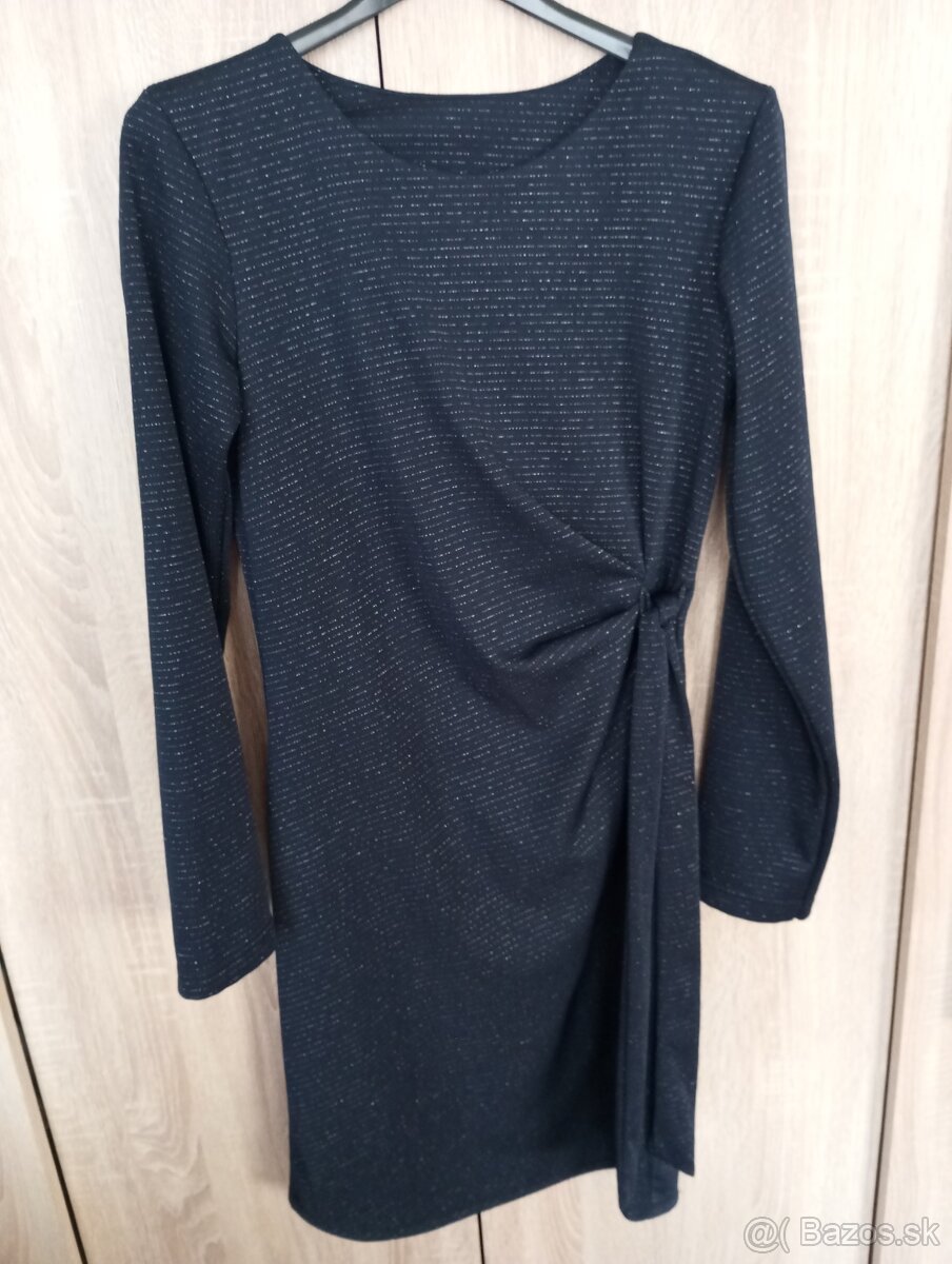 Tmavomodré spoločenské šaty vianočné trblietavé M