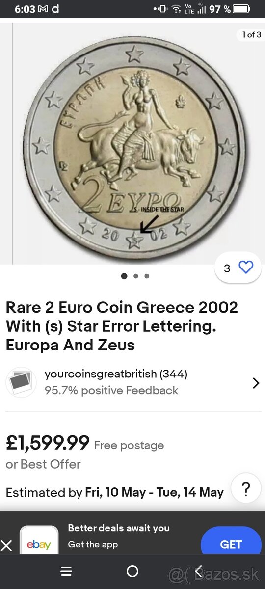 2€ minca grecko 2002 chybna razba