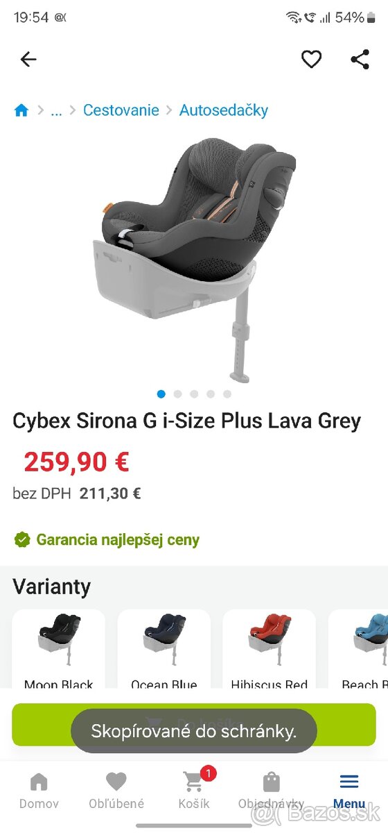 Nová autosedačka Cybex Sirona G i-Size Plus Lava Grey