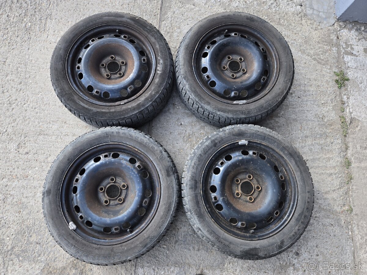 Plechové disky 5x100 + zimné pneu 185/55r15