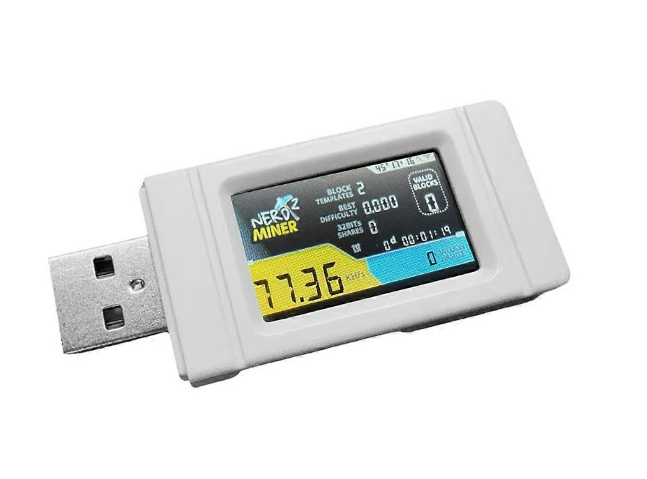 Nerdminer BTC Solo Lottery miner s farebnou LCD