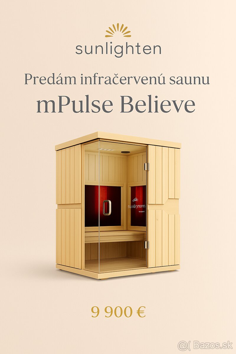 Predám infračervenú saunu Sunlighten mPulse Believe (2 osoby