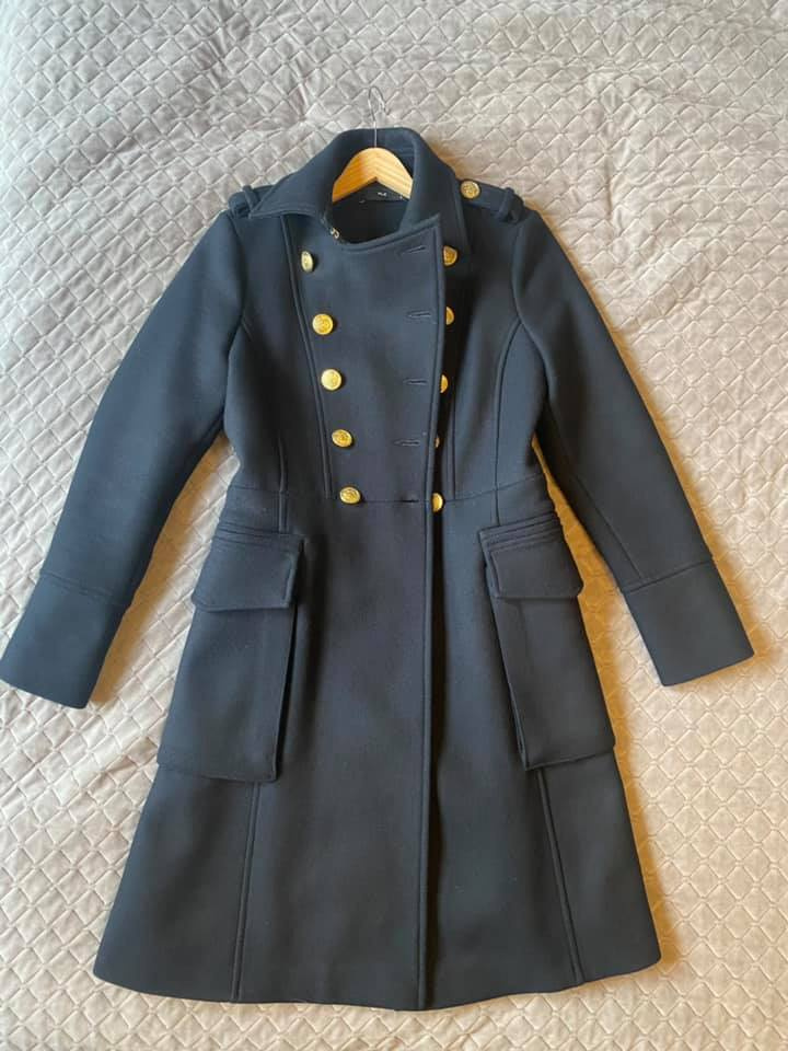 MLE Collection čierny vlnený kabát XS