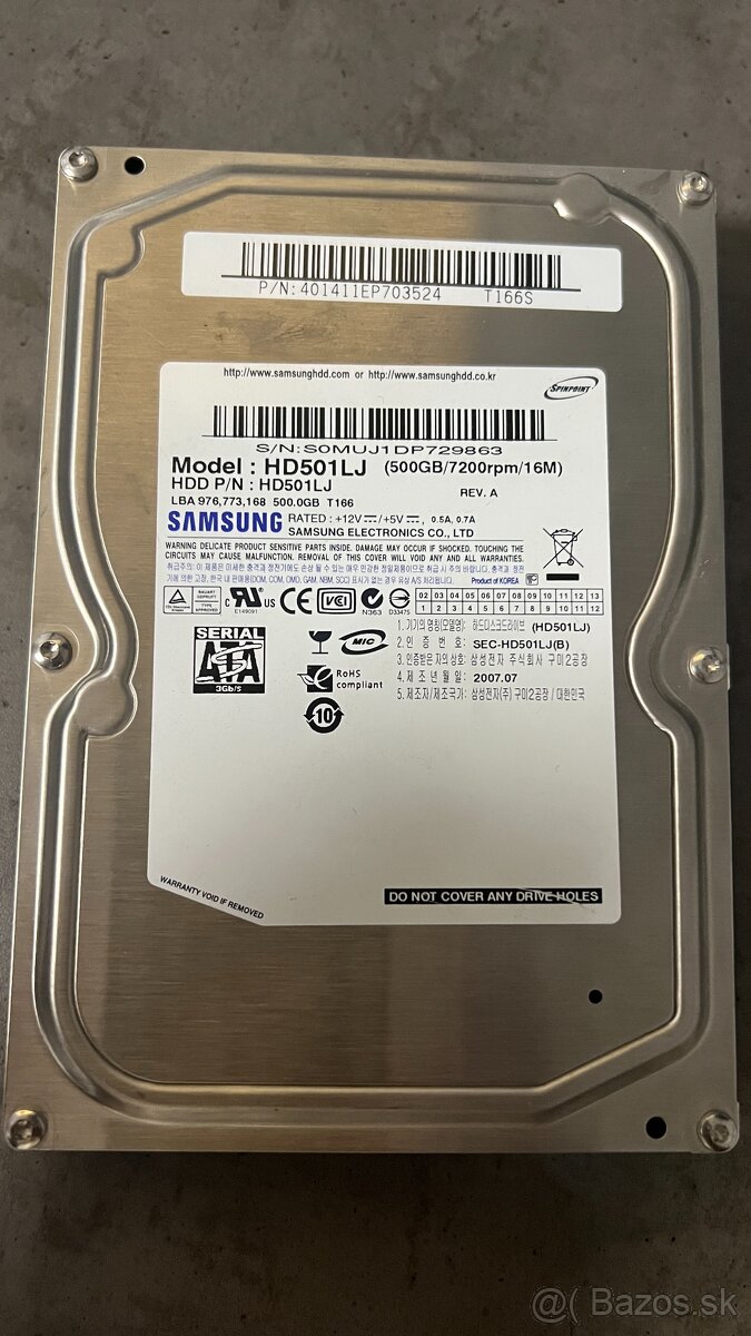 Samsung HD501LJ – interný HDD 500 GB (3,5″, SATA II)