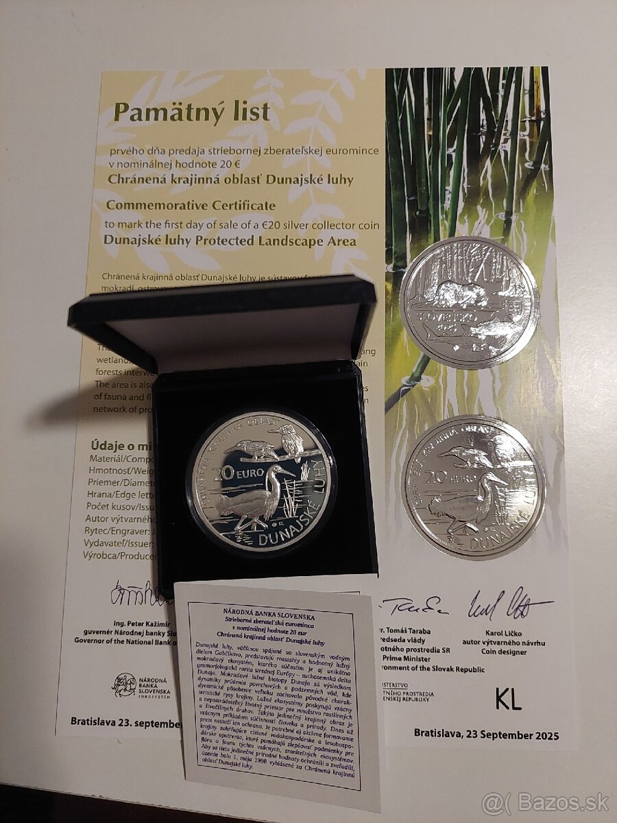 Predám 20€ PP Dunajské luhy mincu s PL