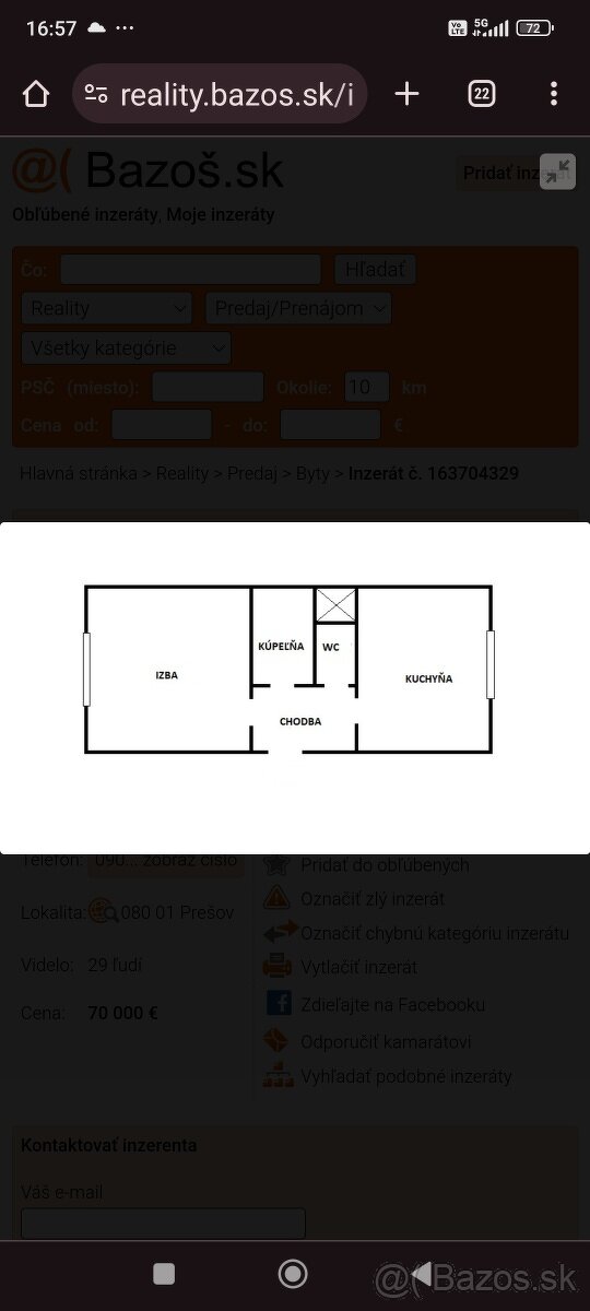 Kúpim 1.izbový byt