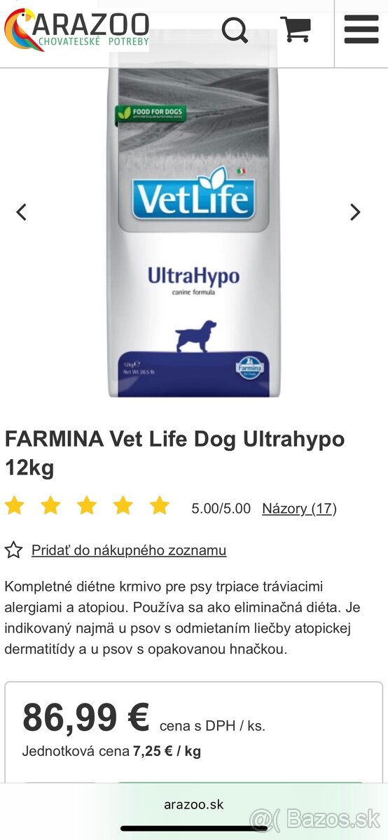 Veterinárne granule Farmina Ultrahypo, 10 kg - 35€