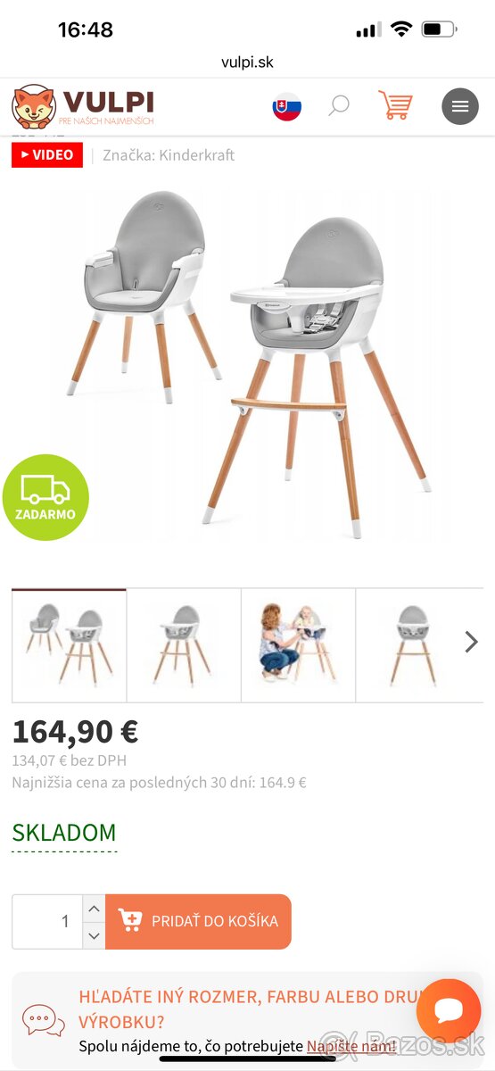 Detská jedálenská stolička Kinderkraft
