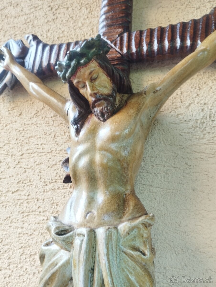 Drevený kríž stará ručná rezba