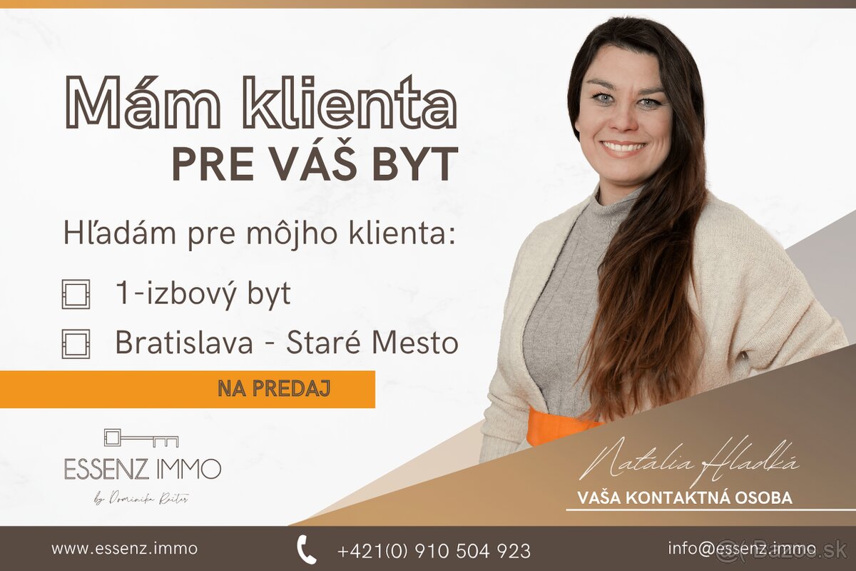 Hľadáme nehnuteľnosť pre nášho klienta | Jednoizbový byt