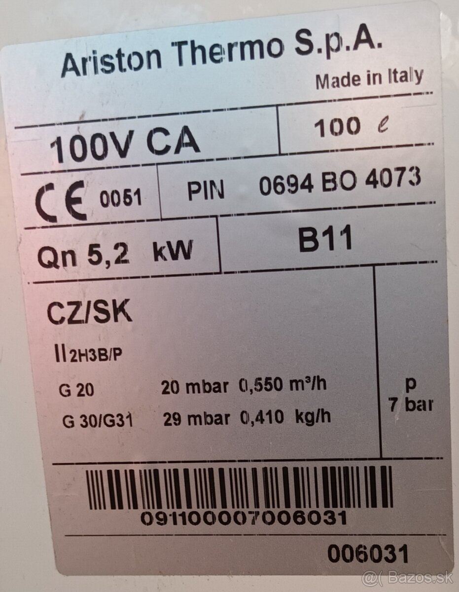 Plynový ohrievač vody quadriga 100 l