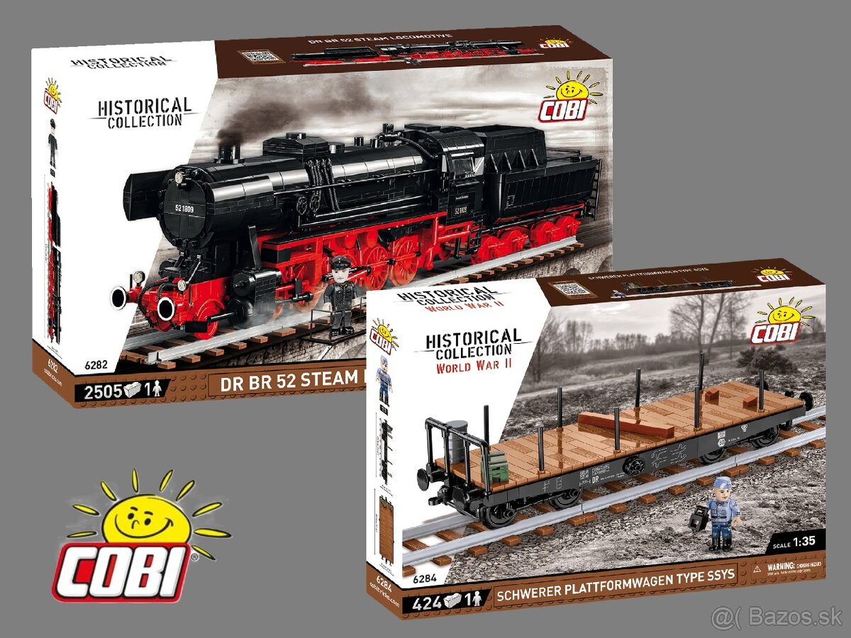 COBI lokomotíva + plošinový vagón